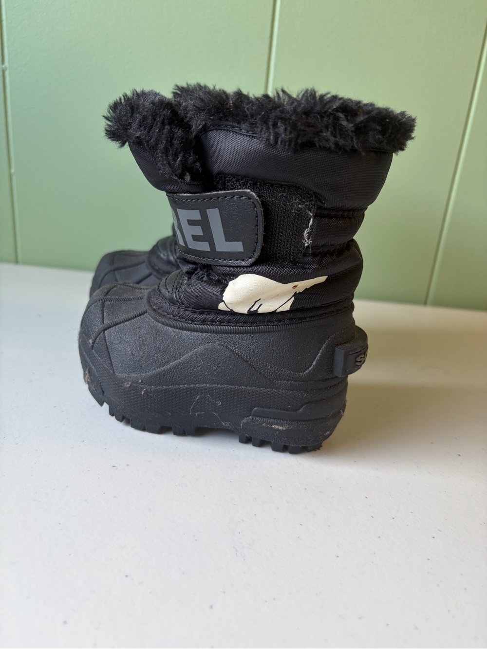 Sorel Toddler Commander Winter Snow Boots Faux Fur Lined Black NV1960-010 Size 4
